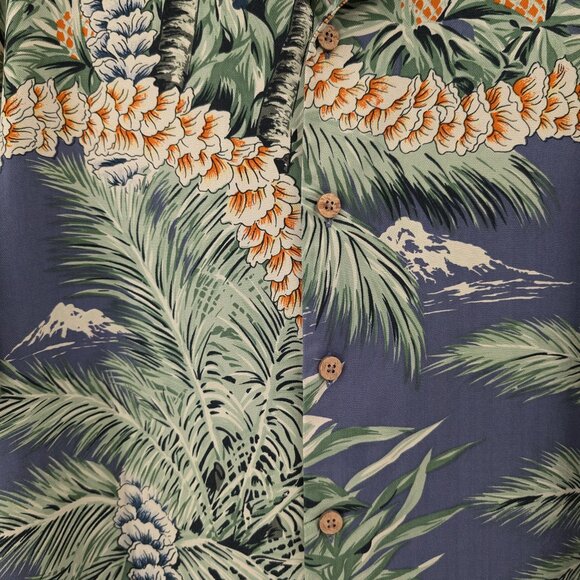 TOMMY BAHAMA Shirt Men's L Multicolor Floral Palm Tree Silk Hawaiian Loop Collar - Picture 9 of 15